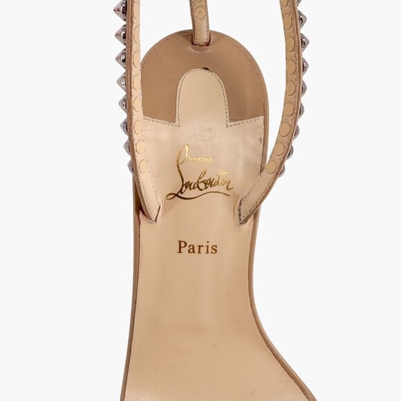 Christian Louboutin So Me Beige Leather Spike Sandals High Heels Size 38 US 8 - Picture 14 of 14